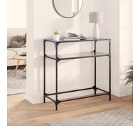 (black, 80 x 35 x 81 cm) vidaXL Console Table with Black Glass Top End Table Accent Side Table Steel