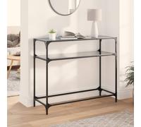 (black, 98 x 35 x 81 cm) vidaXL Console Table with Black Glass Top End Table Accent Side Table Steel