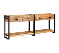 vidaXL Console Table with Drawer 2 pcs Brown Solid rough mango wood