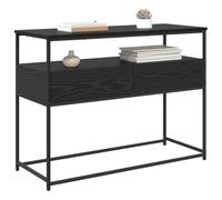 vidaXL Console Table with Drawer Black Oak 100 x 40 x 75 cm, Industrial Console Table, Slim Profile, Narrow Design, Metal Frame, Functional Home Furniture, Space Saver Display Unit