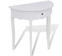 vidaXL Console Table with Drawer Half-round White