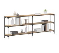 vidaXL Console Table with Shelf Artisan oak 200 x 29 x 75 cm, Angled Storage, Rectangular, Industrial Console Table, Modern Entryway, Narrow Display, Functional Home Solution