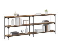 vidaXL Console Table with Shelf with Storage Old Wood 200 x 29 x 75 cm, Angled Storage, Rectangular, Industrial Console Table, Modern Entryway, Narrow Display, Functional Home Solution