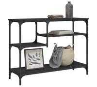 (black) vidaXL Console Table with Shelves End Table Hallway Side Sofa Table Smoked Oak