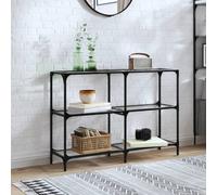Console Table with Transparent Glass Top 118.5x30x81 cm Steel