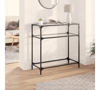(transparent, 80 x 35 x 81 cm) vidaXL Console Table with Black Glass Top End Table Accent Side Table Steel