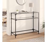 (transparent, 98 x 35 x 81 cm) vidaXL Console Table with Black Glass Top End Table Accent Side Table Steel