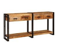 vidaXL Console Tables 2 pcs Brown 161 x 33 x 75 cm Solid Mango Wood