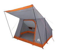vidaXL Contemporary Camping Tent Gray and Orange 2 Person Outdoor Use Polyester PU Coated Waterproof Breathable Zipper Closure 87.8 x 64.2 x 51.2 in Portable Weather Resistant Includes Carry Shelter