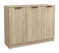 vidaXL Contemporary Sideboard, Sonoma Oak Finish, Storage Cabinet with 3 Doors, Engineered Wood, Sturdy Top, Easy-to-Clean, for Living Room and Bedroom, 90.5x30x70 cm