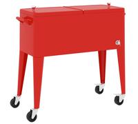 vidaXL Cooler Cart with Wheels Red 92x43x89 cm Rolling Cooler Cart 80 Quart