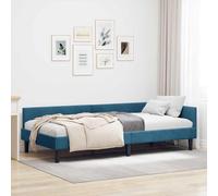 vidaXL Corner Bed Frame Blue 90 x 190 cm Velvet and Engineered wood