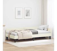 vidaXL Corner Bed Frame Cream 90 x 200 cm Velvet and Engineered wood