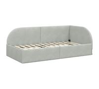 vidaXL Corner Bed Frame Light Grey 90 cm x 190 cm Fabric, Bedroom Corner Bed Frame, Modern Multi-Functional Sofa, Stylish Space-Saving Design, Compact Urban Furniture for Apartments