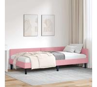 vidaXL Corner Bed Frame Pink 90 x 200 cm Velvet and Engineered wood