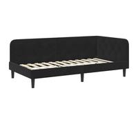 vidaXL Corner Bed Frame with Headboard Black 100 x 200 cm Velvet, Daybed Frame, Compact Sofa Bed, Modern Versatile, L-Shaped Indoor, Stylish Bedroom Space-Saving, Velvet