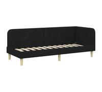 vidaXL Corner Bed Frame with Headboard Black 80 x 200 cm Fabric, Modern Daybed Frame, Versatile Corner Bed, Compact Sofa, Durable Fabric, Space-Saving Guest