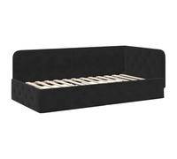 vidaXL Corner Bed Frame with Headboard Black 90 x 200 cm Velvet, Modern Bedroom Furniture, Space-Saving Bed Frame, Velvet Daybed, L-Shaped, Multifunctional Sofa, Sleek Design