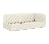 vidaXL Corner Bed Frame with Headboard Cream 100 x 200 cm Velvet, Modern Bedroom Furniture, Space-Saving Bed Frame, Velvet Daybed, L-Shaped, Multifunctional Sofa, Sleek Design