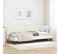 vidaXL Corner Bed Frame with Headboard Cream 80 x 200 cm Velvet, Daybed Frame, Compact Sofa Bed, Modern Versatile, L-Shaped Indoor, Stylish Bedroom Space-Saving, Velvet