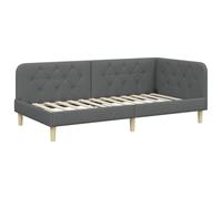 vidaXL Corner Bed Frame with Headboard Dark Grey 100 x 200 cm Fabric, Modern Daybed Frame, Versatile Corner Bed, Compact Sofa, Durable Fabric, Space-Saving Guest