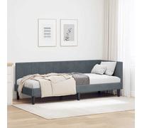 vidaXL Corner Bed Frame with Headboard Dark Grey 80 cm x 200 cm Fabric