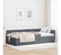 vidaXL Corner Bed Frame with Headboard Dark Grey 80 cm x 200 cm Fabric