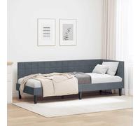 vidaXL Corner Bed Frame with Headboard Dark Grey 80 cm x 200 cm Fabric