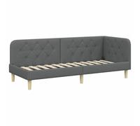 vidaXL Corner Bed Frame with Headboard Dark Grey 80 x 200 cm Fabric, Modern Daybed Frame, Versatile Corner Bed, Compact Sofa, Durable Fabric, Space-Saving Guest