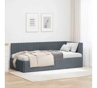 vidaXL Corner Bed Frame with Headboard Dark Grey 90 cm x 190 cm Fabric