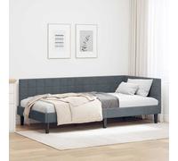 vidaXL Corner Bed Frame with Headboard Dark Grey 90 cm x 190 cm Fabric