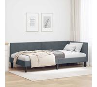 vidaXL Corner Bed Frame with Headboard Dark Grey 90 cm x 200 cm Fabric