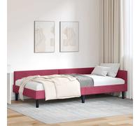 vidaXL Corner Bed Frame with Headboard Manual Wine red 90 x 190 cm