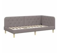 vidaXL Corner Bed Frame with Headboard Taupe 100 x 200 cm Fabric, Modern Daybed Frame, Versatile Corner Bed, Compact Sofa, Durable Fabric, Space-Saving Guest