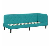 vidaXL Corner Bed Frame with Headboard Turquoise 80 x 200 cm Velvet, Daybed Frame, Compact Sofa Bed, Modern Versatile, L-Shaped Indoor, Stylish Bedroom Space-Saving, Velvet