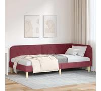 vidaXL Corner Bed Frame with Headboard Wine Red 100 x 200 cm Fabric, Modern Daybed Frame, Versatile Corner Bed, Compact Sofa, Durable Fabric, Space-Saving Guest
