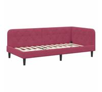 vidaXL Corner Bed Frame with Headboard Wine Red 100 x 200 cm Velvet, Daybed Frame, Compact Sofa Bed, Modern Versatile, L-Shaped Indoor, Stylish Bedroom Space-Saving, Velvet