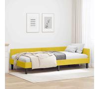 vidaXL Corner Bed Frame Yellow 100 x 200 cm Velvet and Engineered wood