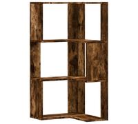 vidaXL Corner Bookcase 3-Tier Smoked Oak 50x50x102 cm Engineered Wood