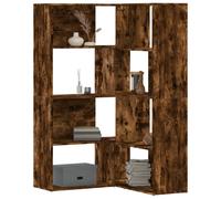 vidaXL Corner Bookcase 4-Tier Smoked Oak 85x85x140 cm Engineered Wood