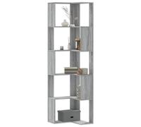 Vidaxl Corner Bookcase 5-Tier Grey Sonoma 50X50X179 Cm Engineered Wood