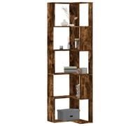vidaXL Corner Bookcase 5-Tier Corner Bookshelf Rack Smoked Oak Engineered Wood