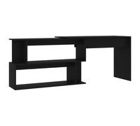 vidaXL Corner Desk Black Engineered Wood Bedroom Living Room Writing Table