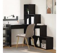Corner Desk Black Oak Engineered Wood 149.5x101.5cm L-Shaped Storage Shelf Desk
