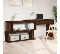 vidaXL Corner Desk Brown Oak 200x50x76 cm Engineered Wood