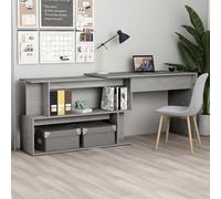 vidaXL Corner Desk Concrete Grey 200x50x76 cm Engineered Wood