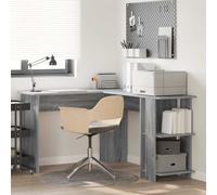 vidaXL Corner Desk with Storage Grey Sonoma 140 x 113.5 x 75 cm, Modern Home Office Corner Desk, Rectangular Workstation, Compact Storage, Ergonomic and Functional Minimalist Design