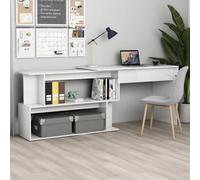 vidaXL Corner Desk High Gloss White 200x50x76 cm Engineered Wood