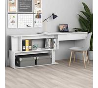 vidaXL Corner Desk High Gloss White 200x50x76 cm Engineered Wood UK