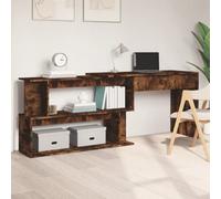 vidaXL Corner Desk, Smoked Oak - 200cmx50cmx76cm - Durable Engineered Wood - Modern, Rotatable Design with Open Compartment Storage - Perfect for Tight or Corner Spaces